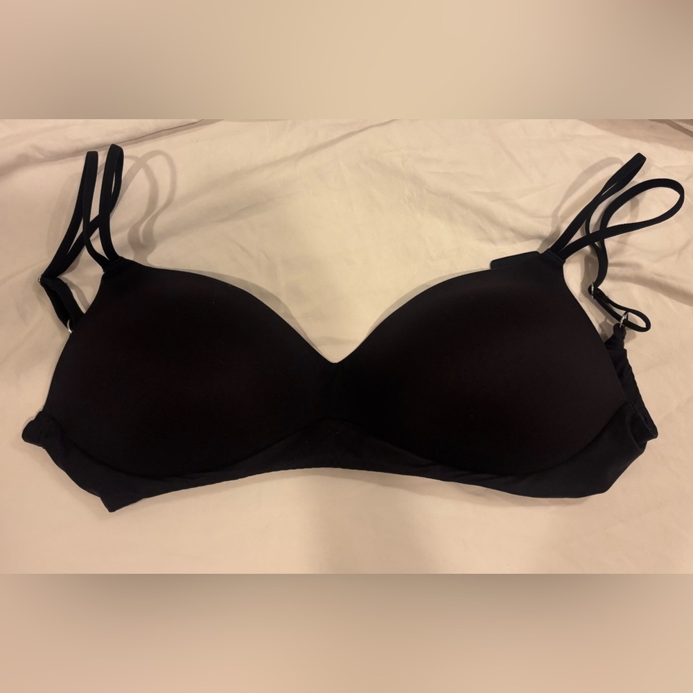 Aerie Sunnie Real Good Wireless Push Up Bra 34DD Black